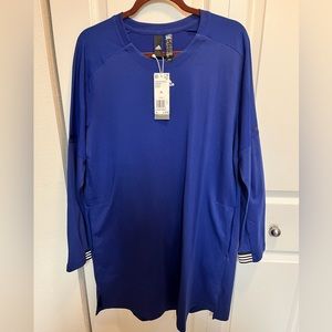 ADIDAS NWT AUTHENTIC WOMEN ROYAL BLUE SPORT DRESS WITH ZIP UP POCKETS